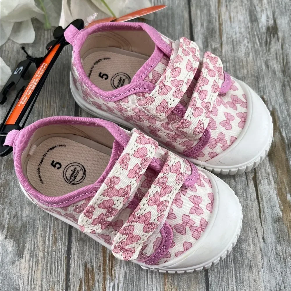 Baby Girls Two Strap Bump Toe Sneakers Shoes Size 5